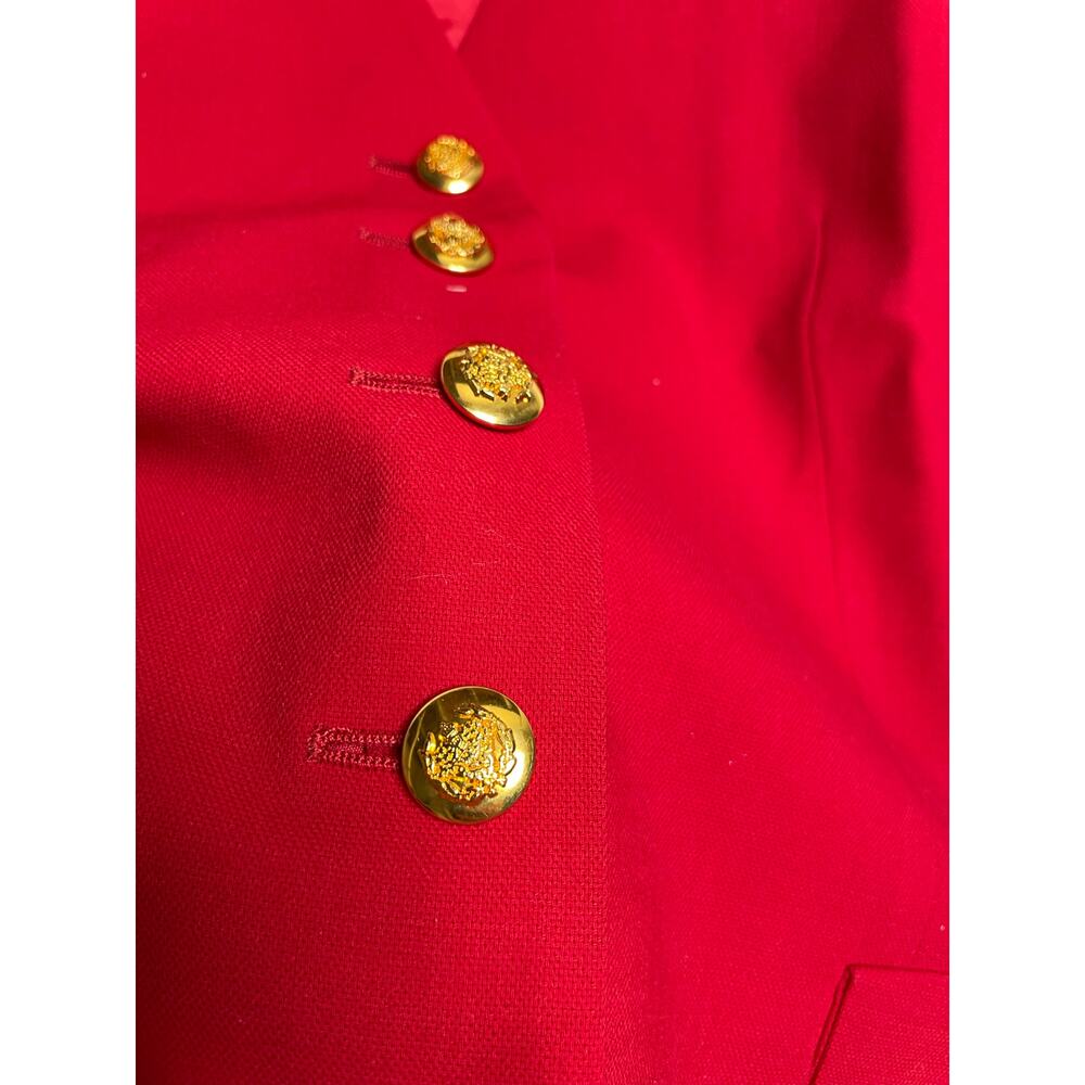 Vintage Wool/Silk Escada Vest Red Horsebit Equestrian Gold Size 40 - Picture 5 of 10